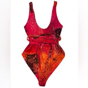 ✨NEW✨Pink Reptile Tie Waist Swimsuit